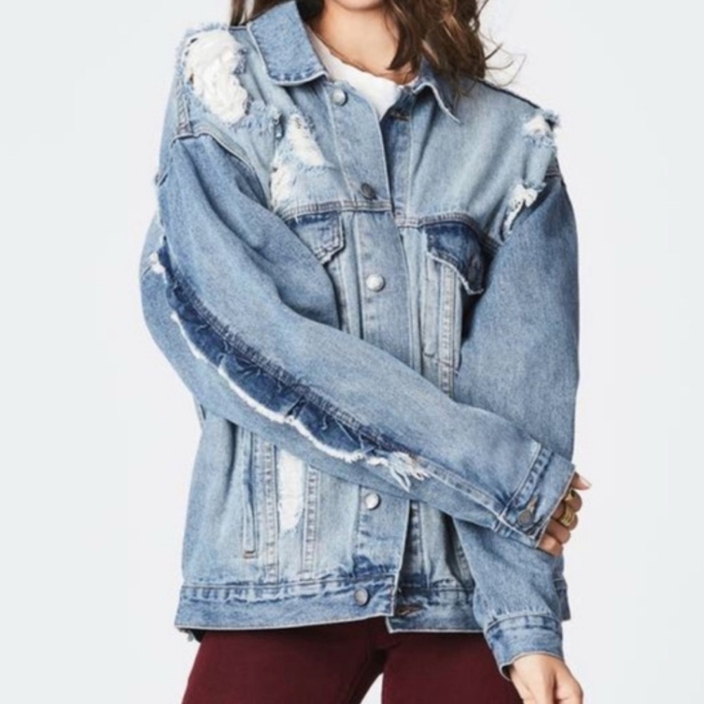 Carmar Oversized Denim Jacket With Ruffle Back Detail